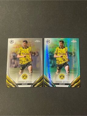 2023 Topps Chrome UEFA Aqua Prizm and Base Giovanni Reyna Borussia Dortmund Lot